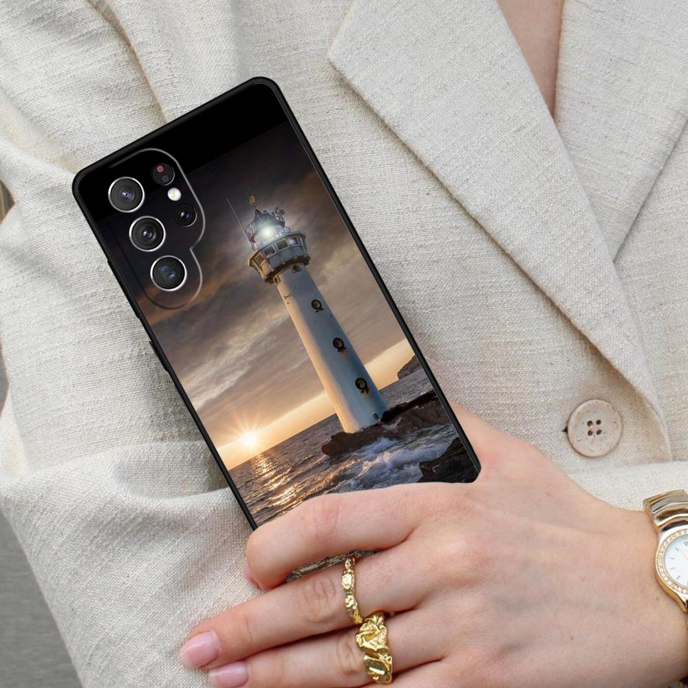 Abstract highway landscape lighthouse Cell Phone Case for Samsung Galaxy S26 Ultra S25 S24 S23 S22 S21 S20 Note10 Cover