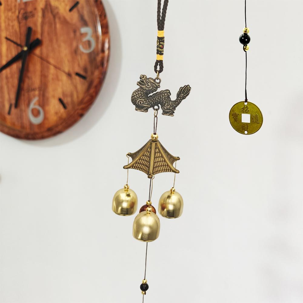1 PC Lucky Wind Chimes Feng Shui Hanging Wind Chimes for Garden Good Luck Chinese Wind Bells with Coin Matel Bells Butterfly Cat