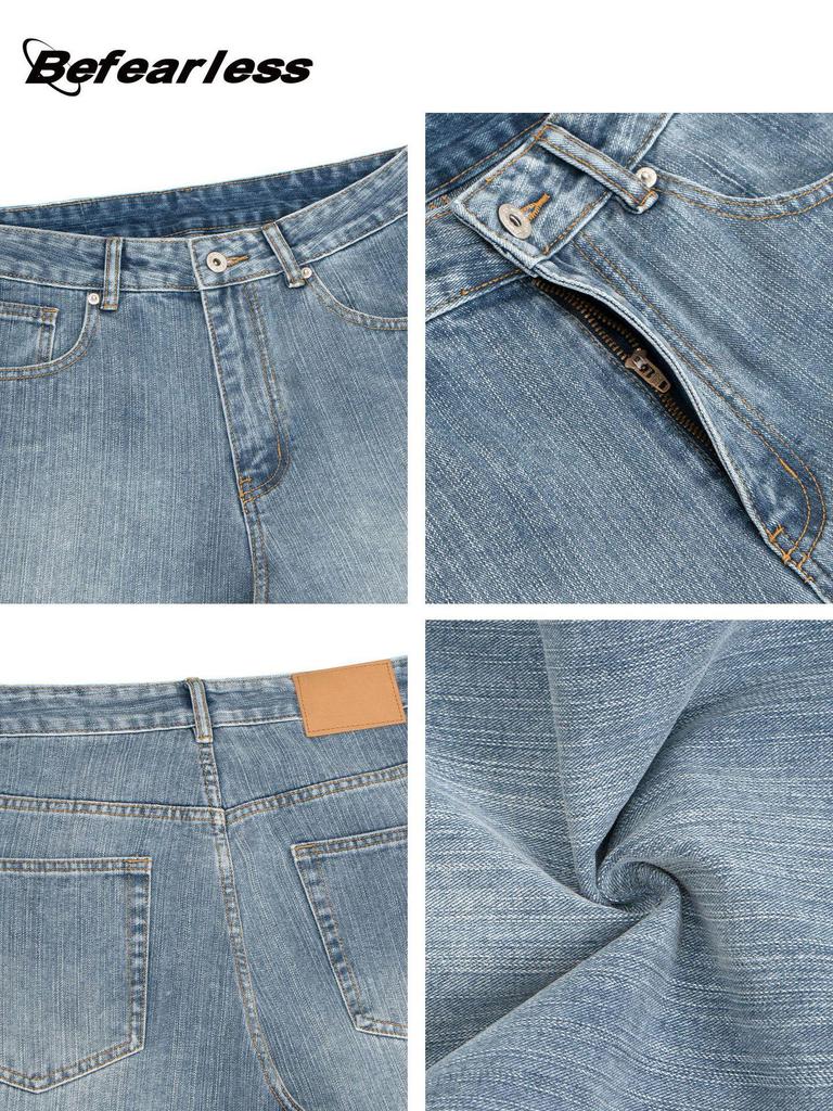 Unisex Retro Bootcut Jeans: 15.5oz Washed Heavyweight, Loose Fit Casual Pants