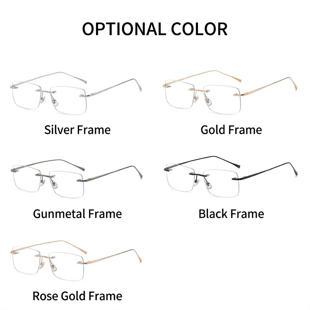 Rimless Eyeglass Frames Minimalist Square Eyeglass Frames Metal Eyeglass Frames Hypoallergenic Unisex Eyewear For Business Daily