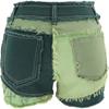2024 Summer Women's Shorts Multi color Panel Elastic Women's Denim Shorts