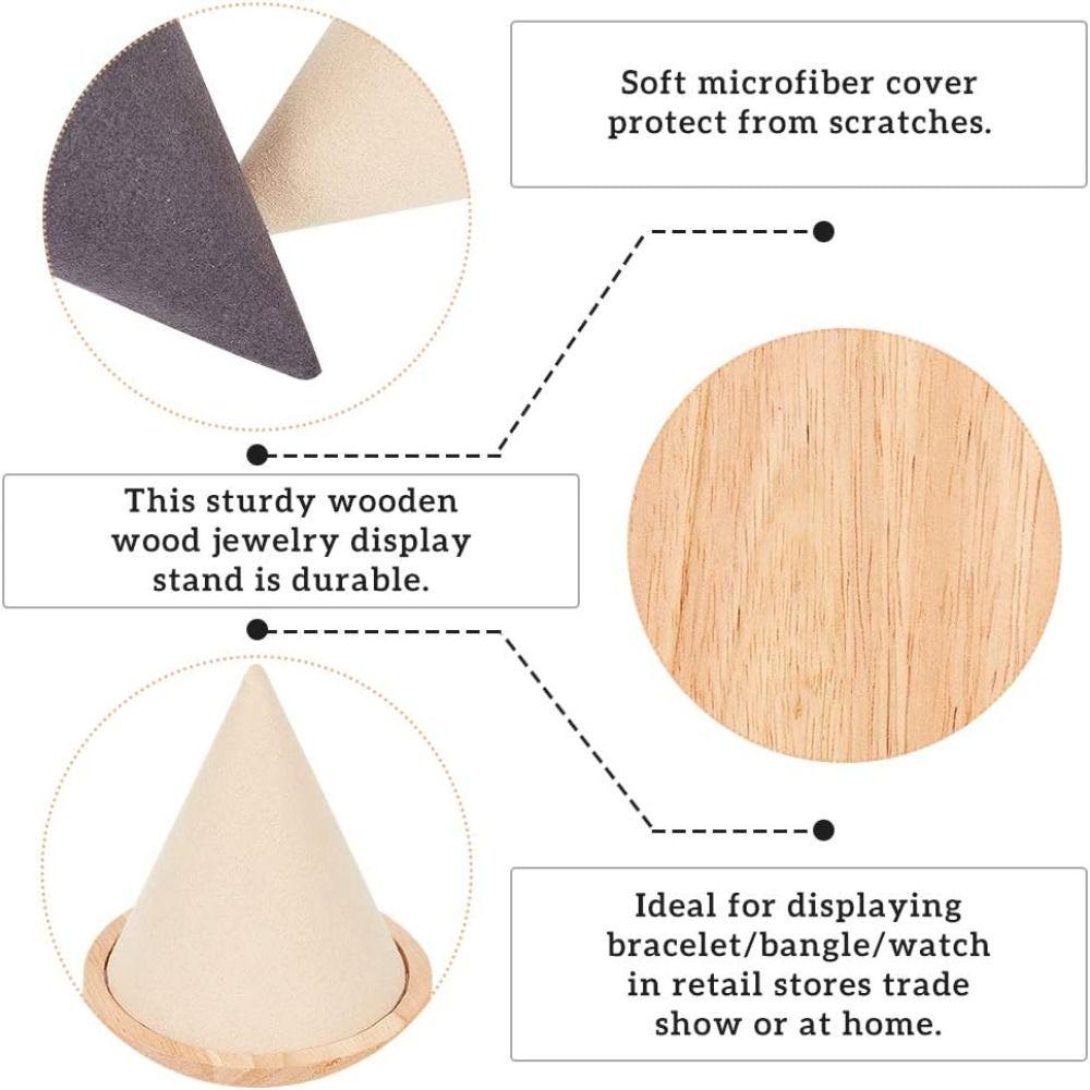 Wooden Cone Necklace Storage Rack Countertop Display Cone Bracelet Stand  Home Jewelry Organization