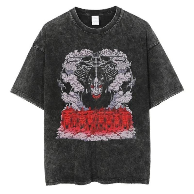 2026 Anime Attack On Titan Retro Washed T-shirt Men's and Women's New Summer Clothing Breathable Casual Top Streetwear Peripheral Tee Y2K
