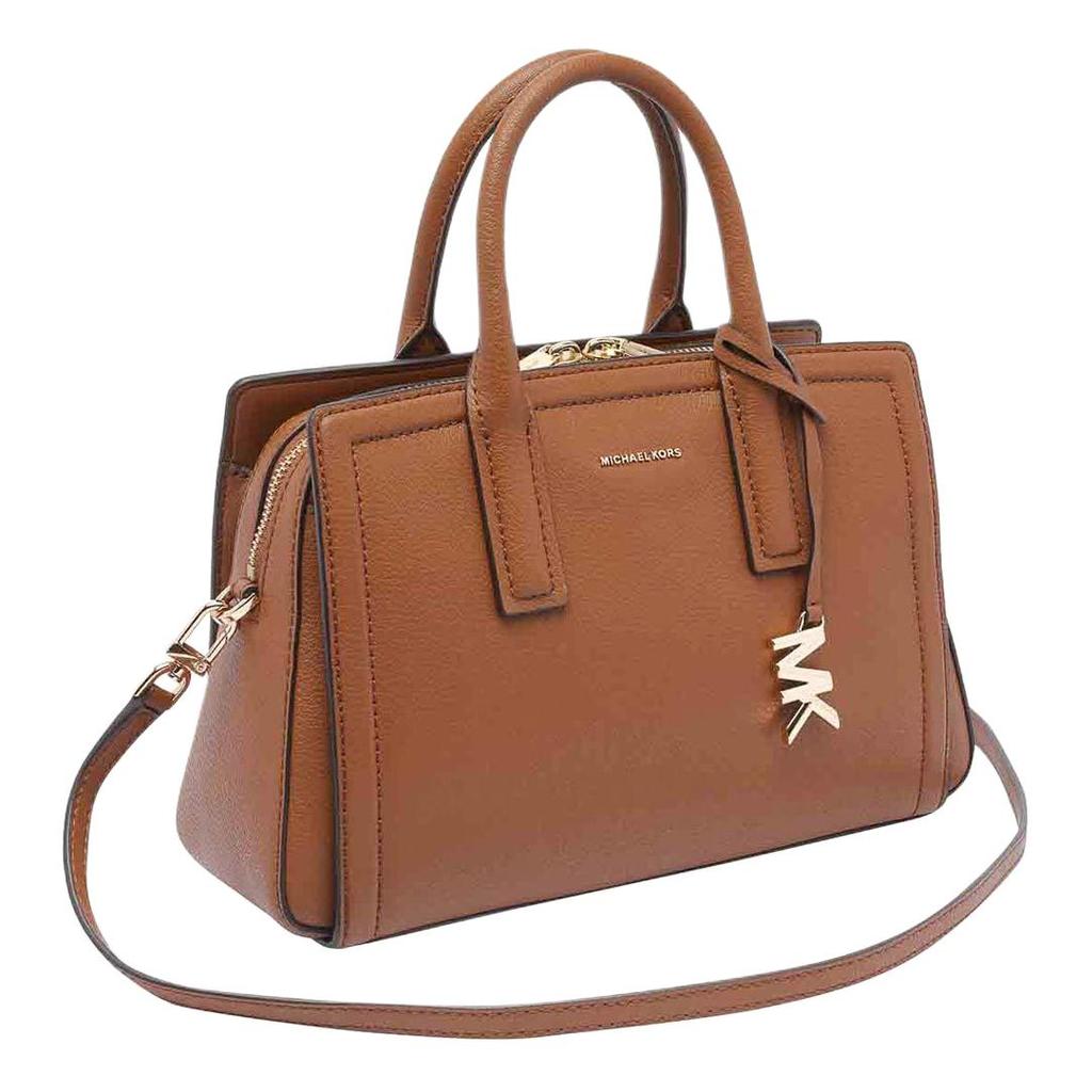 Michael Kors Laila Logo Snap Closure Leather Tote Bag Small Women tote bags Brown 30S5G9IS1L-LUGGAGE