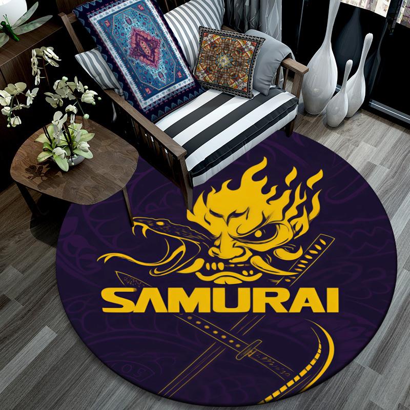 Cyberpunk 2077 pattern round rug,Carpet Rug for Living Room Bedroom Playroom ,Non-slip Floor Mat,Holiday Gifts and Birthday Gifts.