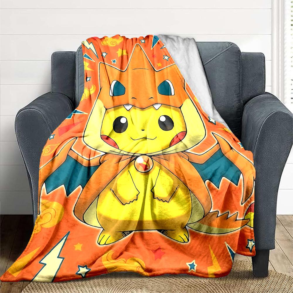 1pc Charmander Flannel Blanket, Soft Skin Friendly with Digital Printing, Various Sizes Available for Family, Friends, Birthday