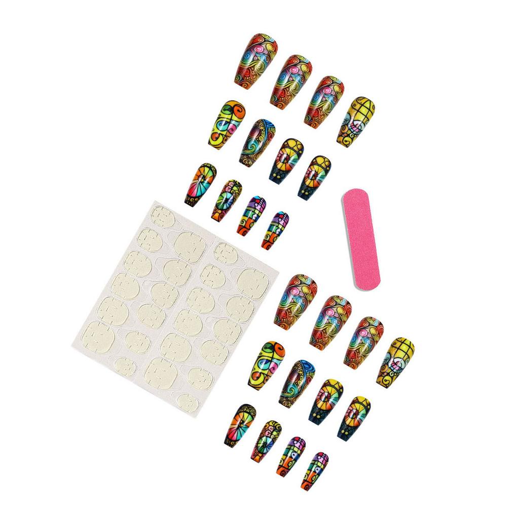 24 Pieces Press On Nail French Style Acrylic Nails Glossy Artificial Nail Full Cover Stick On Nails for Women and Girls