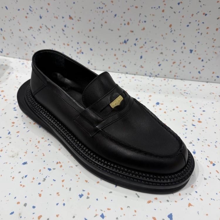 Old Money Wind Small Gold Coin Buckle Women's Platform Fashion Thick Heel British Style Small Leather Shoes