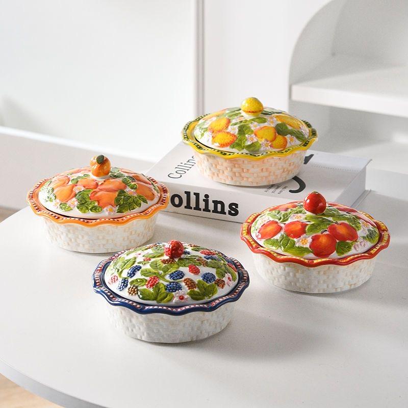 High-Quality Ceramic Dessert Bowl Ice Cream Cup Hand-Painted Embossed Home Use