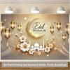 2D Islamischer Eid Mubarak Wandteppich, Goldene Moschee & Laternen Szene Kulisse für Eid Feier & Heimdekoration