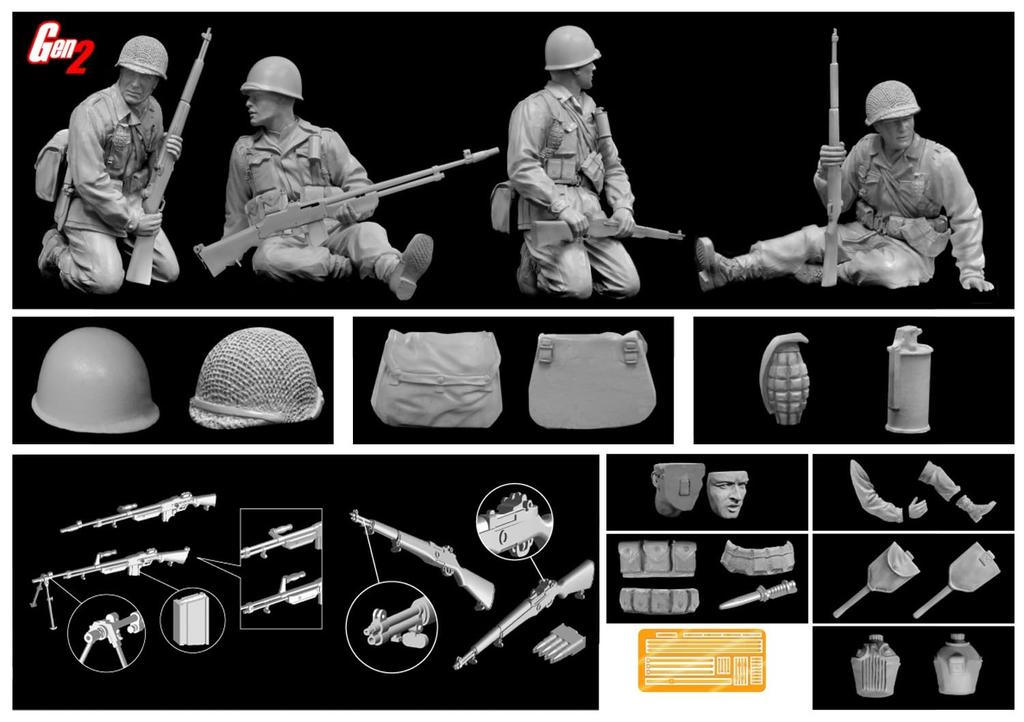 Platz Dragon 1/35 WWII US Tank Rider Figure Set of 4, Gen2, 1944-45, Plastic Model Kit, DR6378 (Personnel)