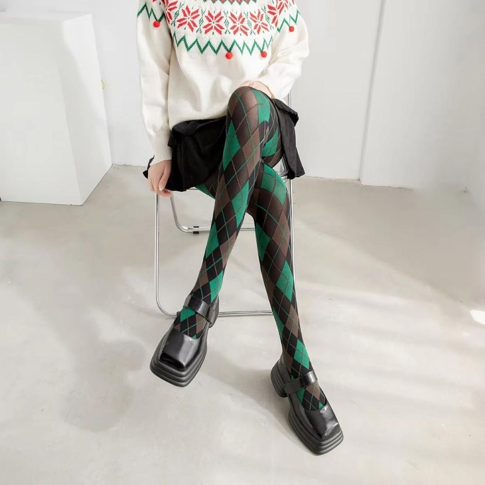 Retro Plaid Tights Pantyhose JK Japanese Style Pantyhose Legging New High Pantyhose  Women