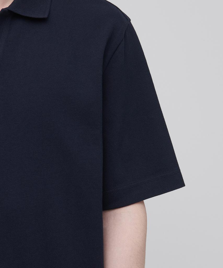 MUSINSA STANDARD Slit Neck Pique Polo Shirt [Navy]