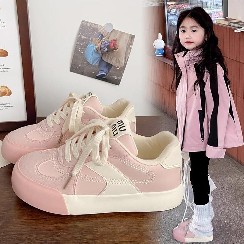 Girls Board Shoes 2025 Spring and Autumn New Children's Sports Shoes Medium and Large Children Girls Casual Shoes Students White Shoes Trendy Shoes