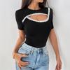 Women's Summer Decoration Decal Round Neck Short Sleeve Fashion T-shirt Top