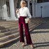 European & American Patchwork Gold Velvet High-Waisted Flare Pants for Women - 2023 Spring/Fall Collection
