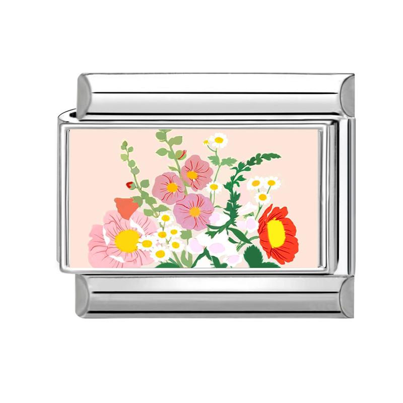 New Brilliant Colorful Flower Butterfly Series Italian Charm Links Fit 9mm Stainless Steel Bracelet Women Men DIY Making Jewelry