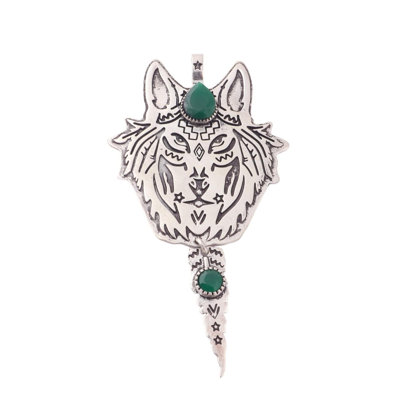 

Кулон ручной работы из стерлингового серебра 925 пробы с натуральным зеленым ониксом 4 для подарка CP-26-17