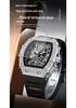 Oufani Men's Rhinestone Skeleton Barrel Watch: Fashionable and Unique Sports Design