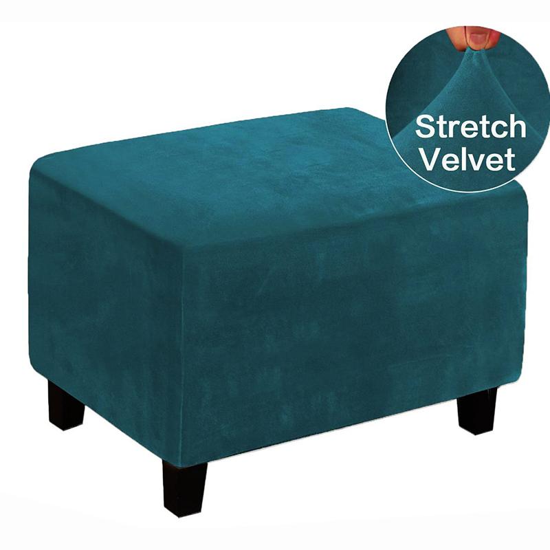 1 Stück Fußhocker-Schutz Einfarbig Samt Stretch Waschbar & Abnehmbar Bankhockerbezug Rechteckig Elastische Überwürfe