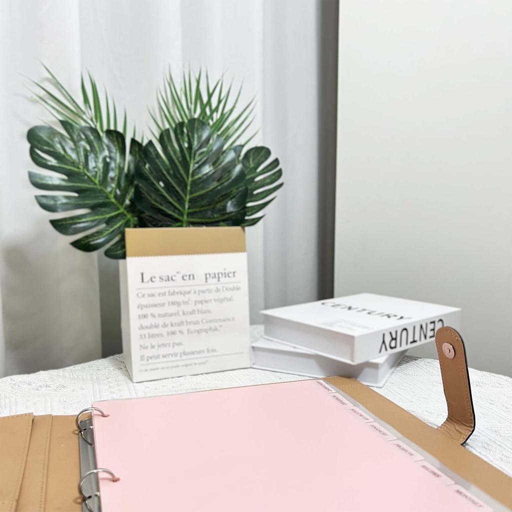 3-Ring Binder Plastic Pink Dividers, 8 Tabs, Include an Exquisite Planner Sticker, Sturdy & Aesthetic Dividers with Tabs,1 Set