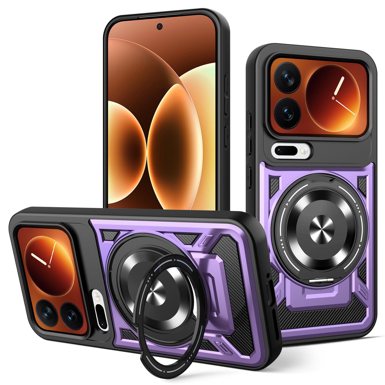 For Xiaomi 17 Pro Magnetic Case Rotating Kickstand TPU + PC Phone Cover