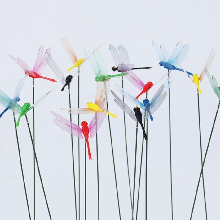 12Pcs Dragonfies Clip 3D Dragonfies Garden Stakes Decors Fly Deterrents Dragonfies Fly Deterrents,Garden Bird Scare Devices