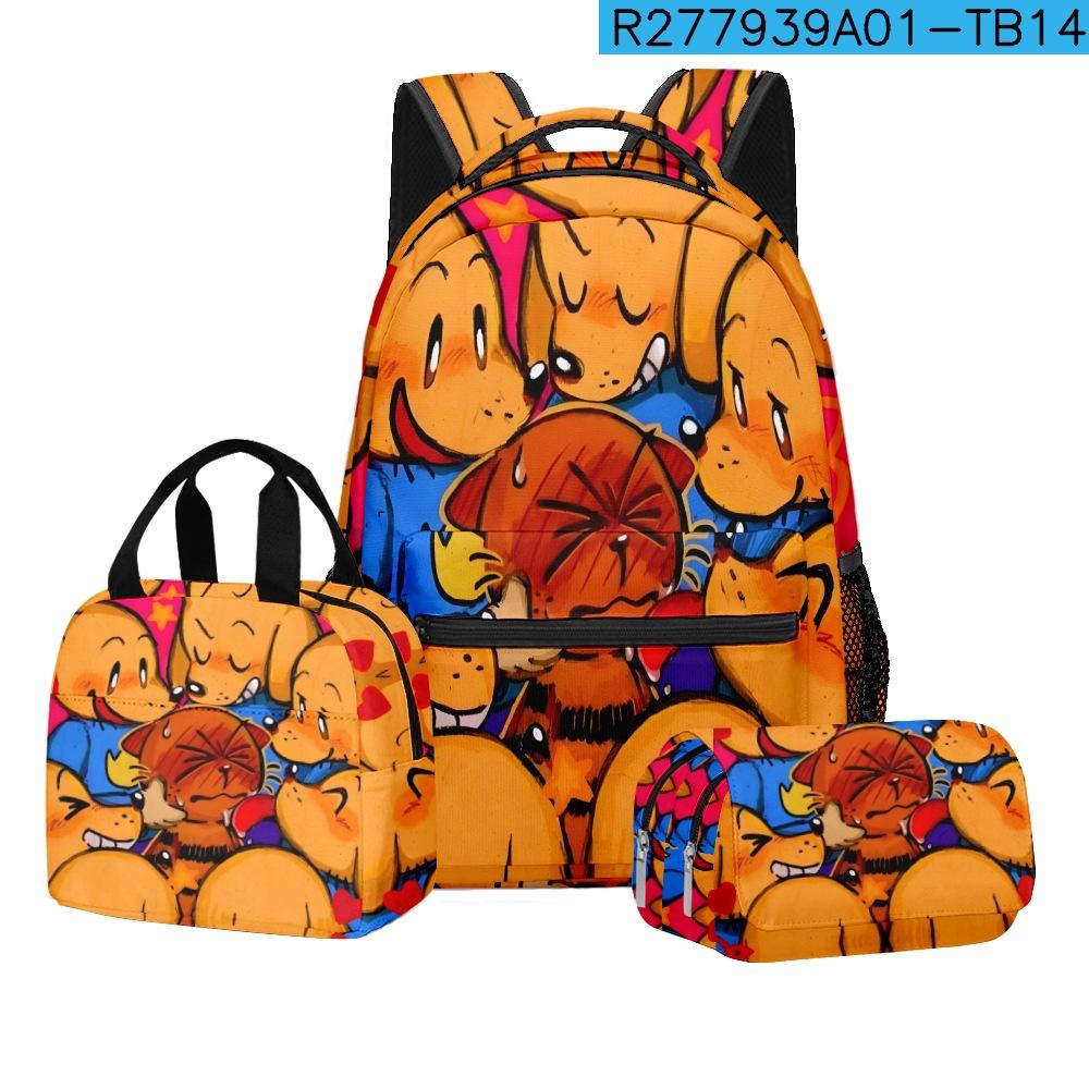 Detective Dog Man Student School Bag Backpack Lunch Bag Pencil Bag Three-Piece Set