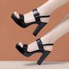 10cm Small Size 32-43 Sexy Genuine Leather Shoes Women's Thick Platform Sandals 2025 Block High Heels Sandals for Office Model