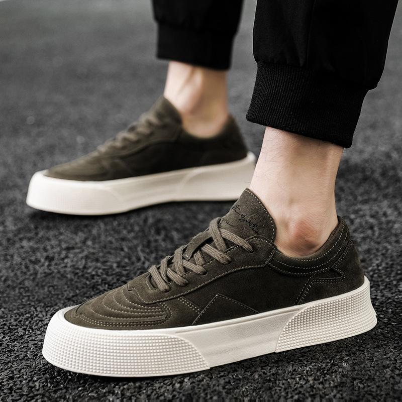 

Hong Kong style handsome men s shoes trend ins casual sports board shoes Japanese Harajuku solid color casual leather shoes 39