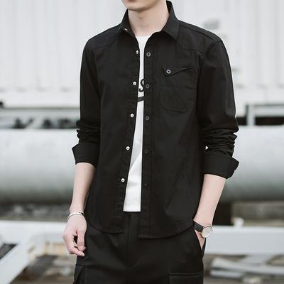 Frühlingshemd Langarmhemd Herren Werkzeug Stil Mittleren Alters Reine Baumwolle Lässig Frühling Armeegrün Übergröße Slim Denim Militäruniform