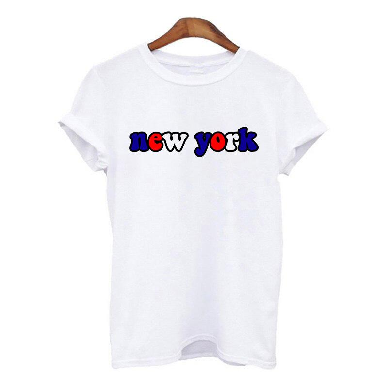 Harajuku Women Tshirt New York Summer Print White Black T Shirt Ladies Clothing 90S Tops Graphic Clothes Female Tee Shirt 2025