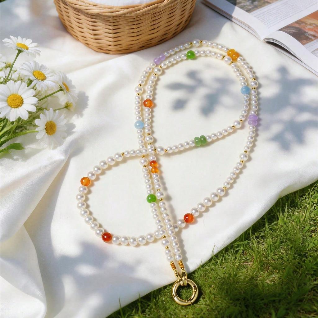Spring New Mobile Phone Chain Beaded Crossbody Back High Sense Versatile Fashion Mobile Phone Lanyard Woman