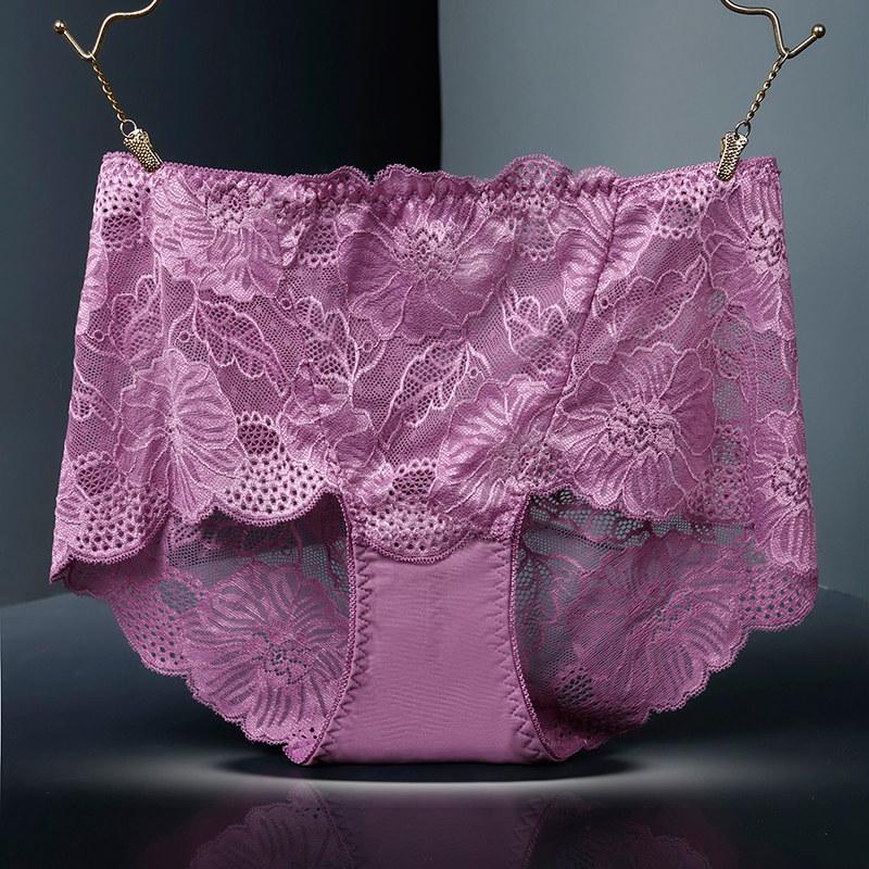 Bragas de encaje con flores, cintura alta, calzoncillos calados para mujer, calzoncillos de talla grande, calzoncillos sexys