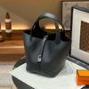 New Genuine Leather Women's Bag Head Layer Leather TOGO Leather 1822CM Vegetable Basket Handheld Bucket Bag Cross Border