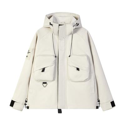 Minimalist Outdoor Punching Jacket Couple's Model Spring and Autumn Model Three-proof Workwear Hooded Jacket Men Breathable Work Casual Jacket