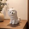 Desktop Animal Model Cute Sitting Samoyed Dog Figurine 3D Printed Smiling Puppy Statue Healing Room Decor Ornament for Home Car Decor Gift