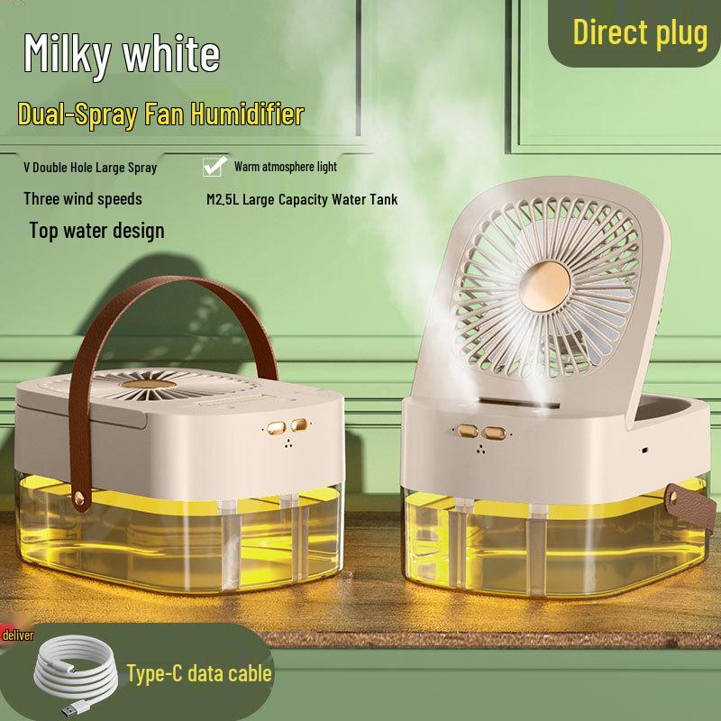 Portable USB Silent Humidifying Spray Fan with Timer & Remote