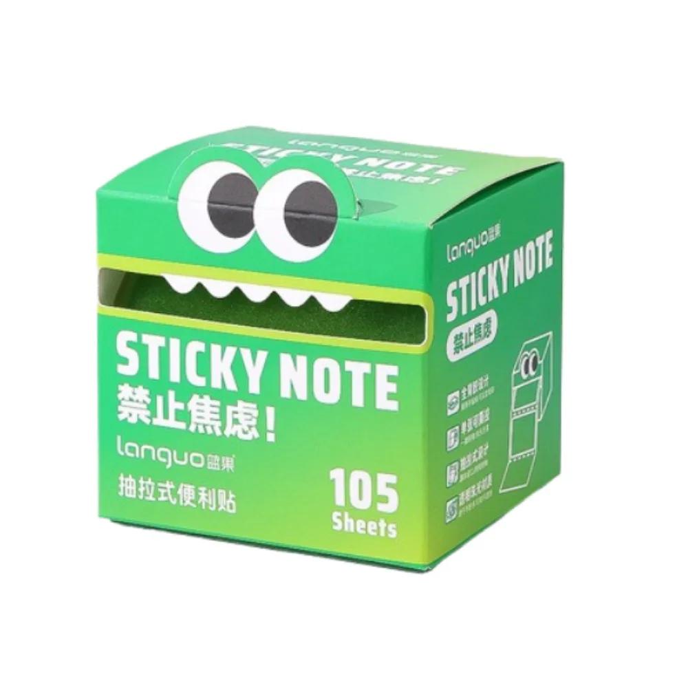 105Sheets Kawaii Pull-out Sticky Notes Creative Translucent Cartoon Notepads Full Adhesive Roll Paper Type Colorful Memo Pad