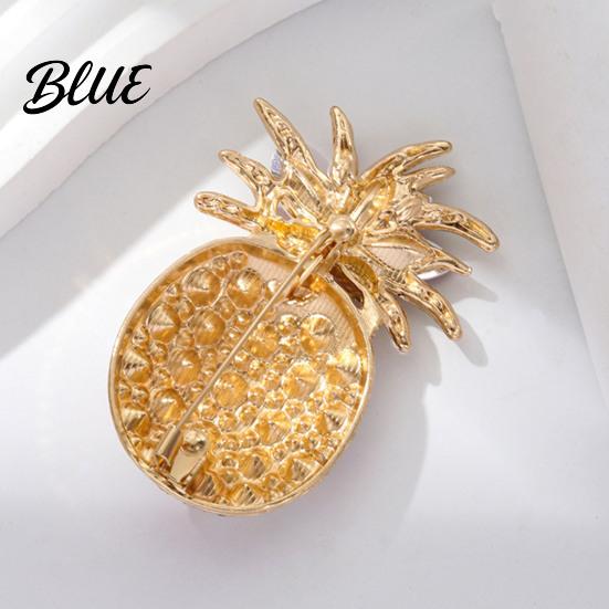 Tropical Fruit Pin Women Brooch Dazzling Rhinestones Inlaid 3D Pineapple
