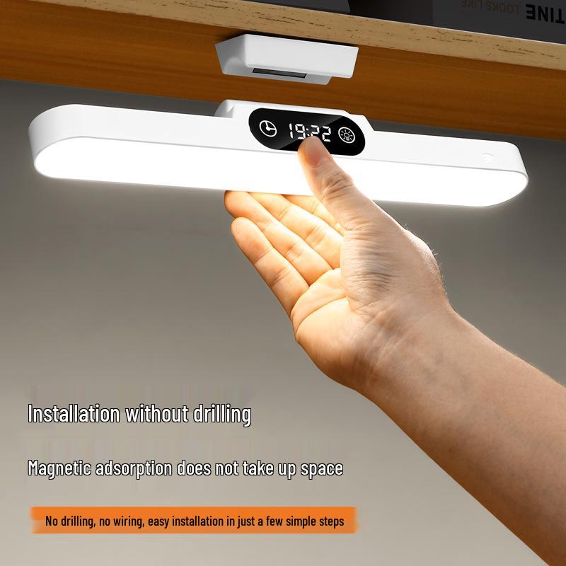 LED Eye Protection Desk Lamp with Clock - Student Study, Bedroom, Dormitory, Bedside Night Light
