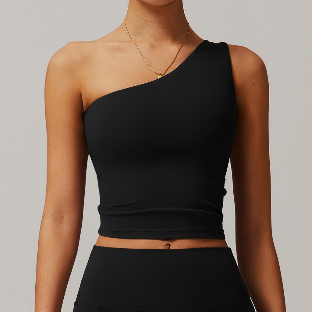New Cloud Inspired Slanted Shoulder Waist Yoga Vest, Quick Drying Sports Shaping Underwear, Running And Fitness Vest For Women