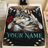 1 Stück Benutzerdefinierter Name Wolfsfamilie Mondnacht Gemustert Flanelldecke Geeignet für Alle Jahreszeiten für Heimdekoration Wärme und Komfort Geschenke Feiertagsgeschenk_lx
