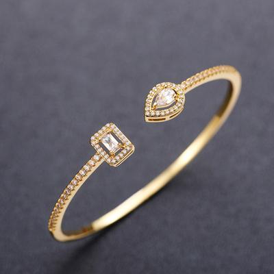 Open Bracelet Trend Ins Brass Zircon Bracelet Temperament Korean Version Simple Banquet Hand Jewelry Gift