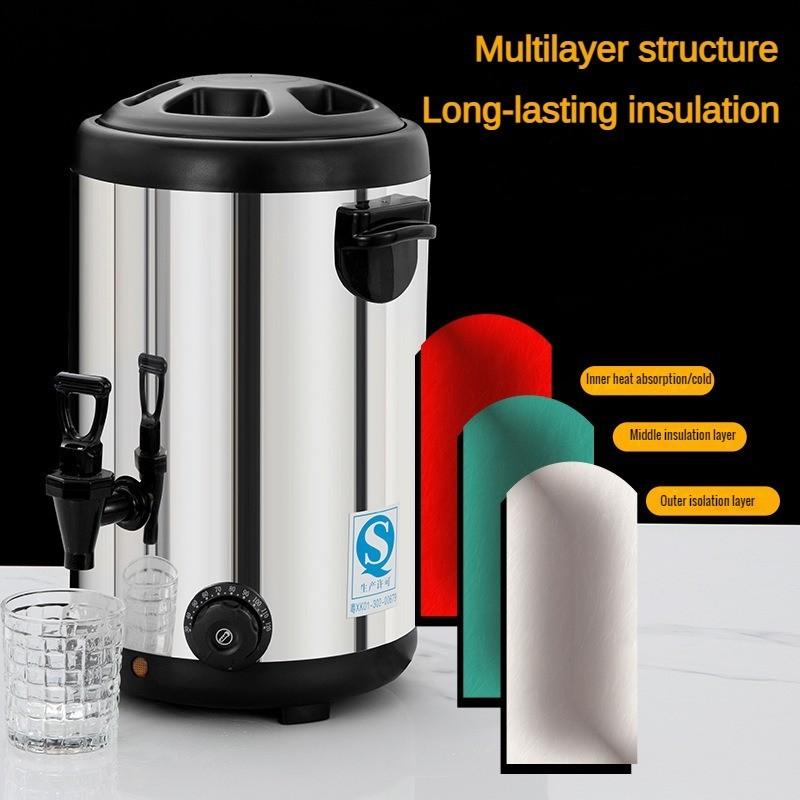 8L/12L/16L/18L Electric Double-layer Milk Tea Bucket Stainless Steel Hot Water Insulation Bucket Automatic Heating Boiling Water Machine
