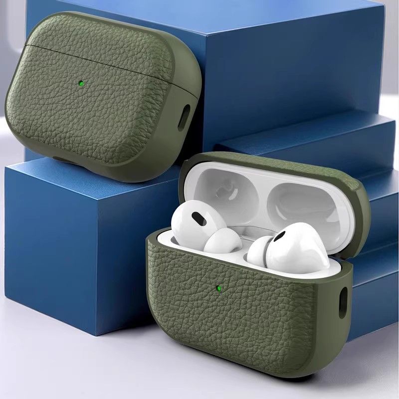

Airpods4 Generation Music Kid Lock Apple AirPods Pro2 Bluetooth Earbuds Case Protective Case Apple 123 Generation Earphone Sleeves Apple Airpods Pro Dark green litchi pattern