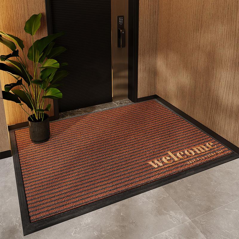 Big House with Red Entrance Door Mat Non-slip Wear Resistant Dirt Mat Scraping Sand Dust Suction Door Carpet