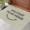 LUCKYSHIN Entrance Mat 60 X 40cm Entrance Mat Outdoor Indoor Washable Mud Remover PVC Quick Dry Welcome Anti-Slip (Smile, Beige)