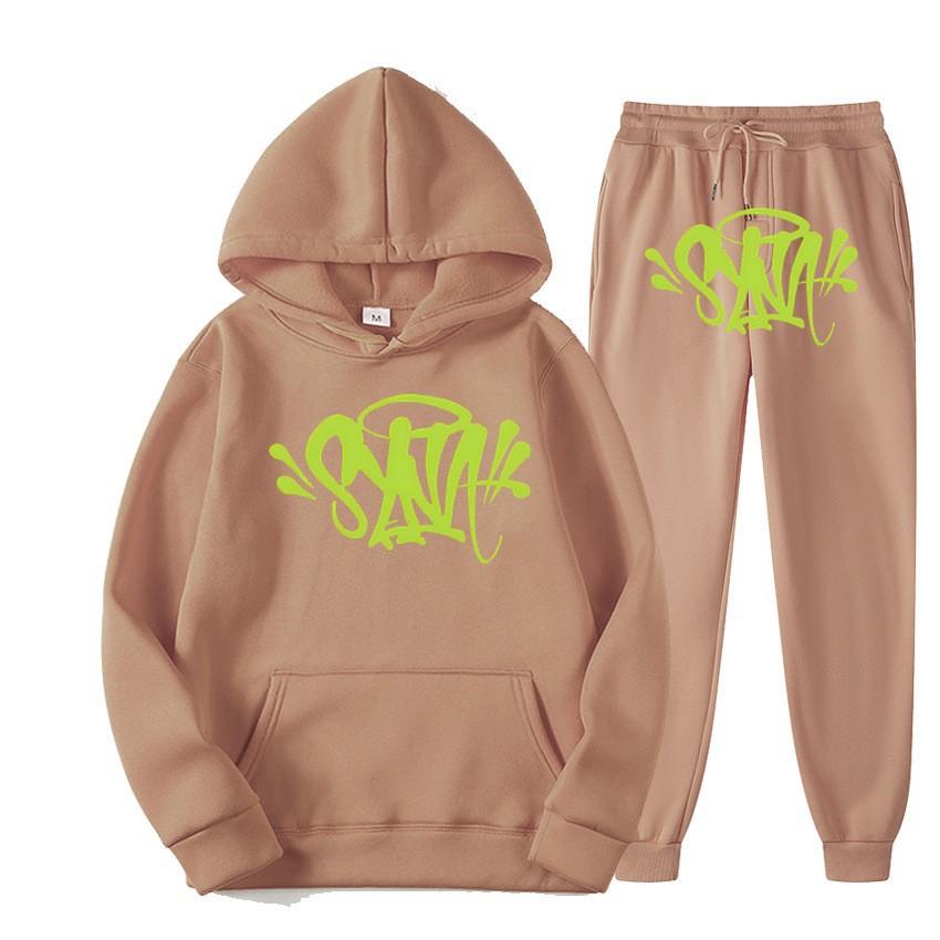 SynaWord High Street Fashion Trendy Brand Suit Men's Ins Trend Hip Hop Hoodie Syna Print Sweater Suit