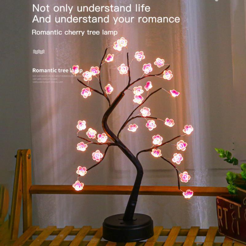 Cherry Blossom Tree Lamp LED Light Heart Tree Light LED Light Battery USB B